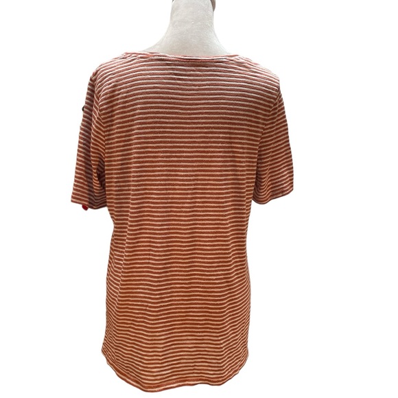 Chico's Melon, White & Shiny Silver Striped Short Sleeve The Ultimate Tee Medium - Picture 4 of 11